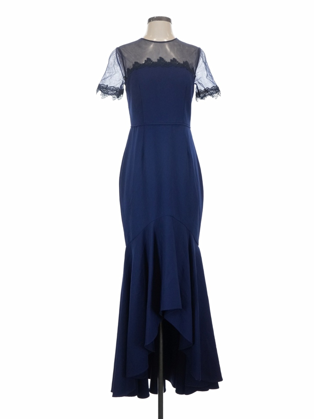 JS Collections Navy Lace Yoke Mermaid Gown